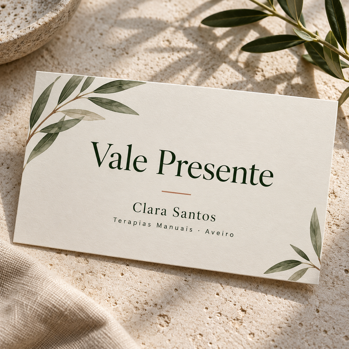 Imagem ilustrativa do Vale Presente digital da Clara Santos Terapias Manuais